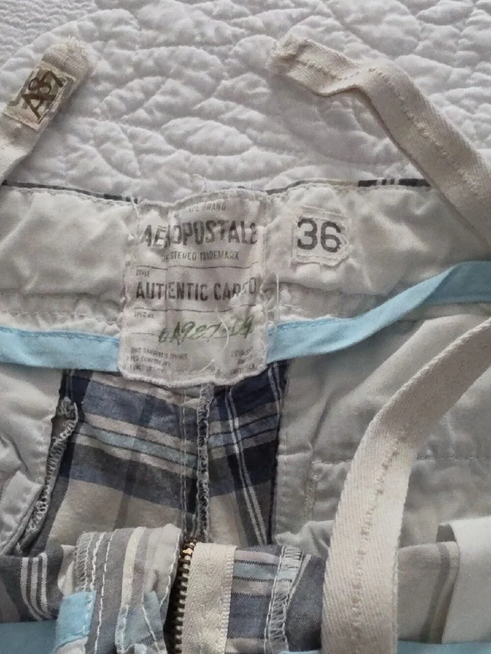Aeropostale Men’s Plaid Cargo Shorts - Blue & White